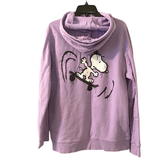 H&M Sweatshirt Women's Size M Purple Full Zip Snoopy Skateboard Graphic - Picture 7 of 8